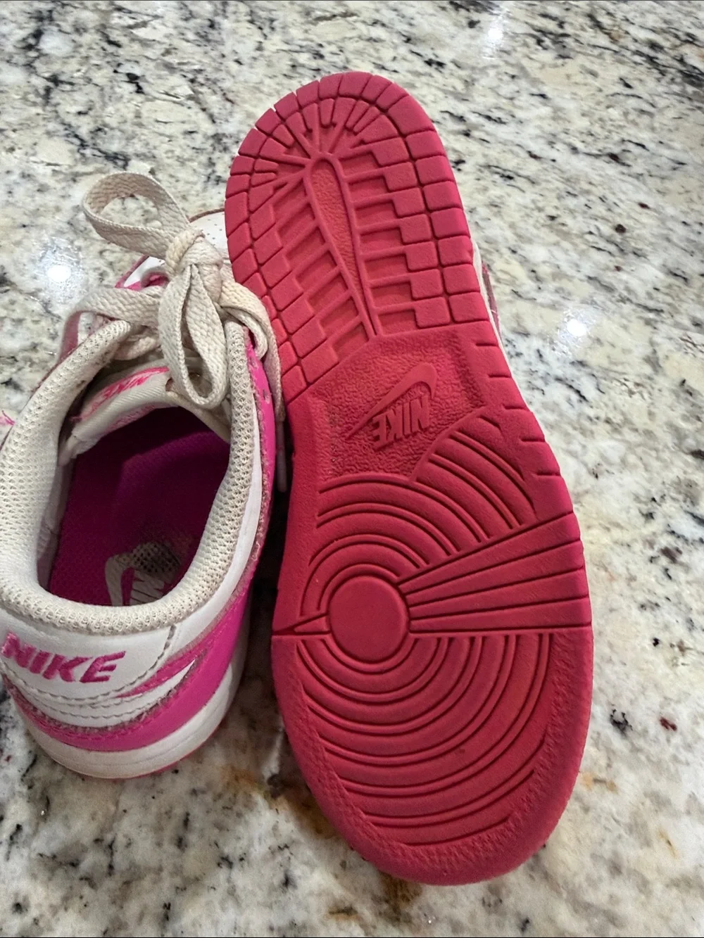 Nike Sz13 Kids Dunk Low-Top Sneakers in Hot Pink and White